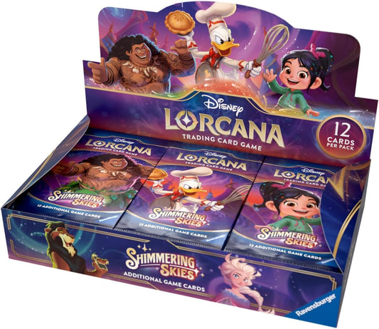 Ravensburger Disney Lorcana TCG: Shimmering Skies Booster Pack Display | 24 Packs with 12 Trading Cards Each | Ideal for Collectors & Disney Fans | Suitable for Ages 8+